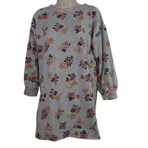 Matilda Jane Heather Gray Floral Sweatshirt Dress Women Size S Long Sleeve